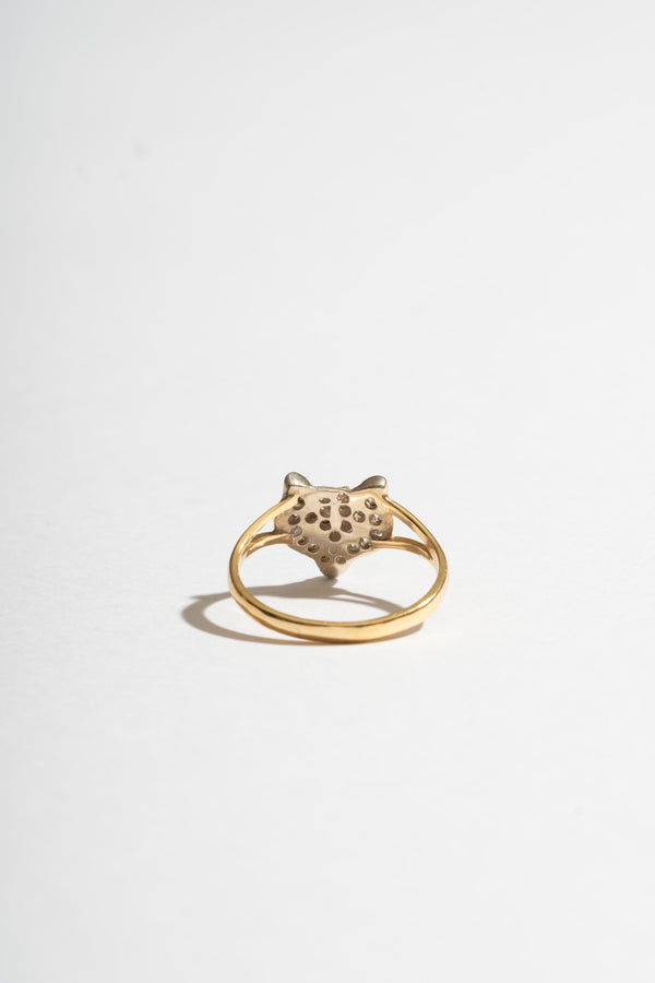 9K + Sterling Diamond Fox Ring