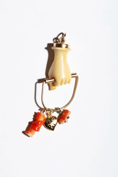 Mixed Karat Victorian Fist Charm Holder Pendant