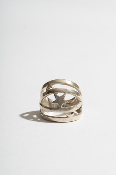 Sterling Star and Crescent Moon Ring