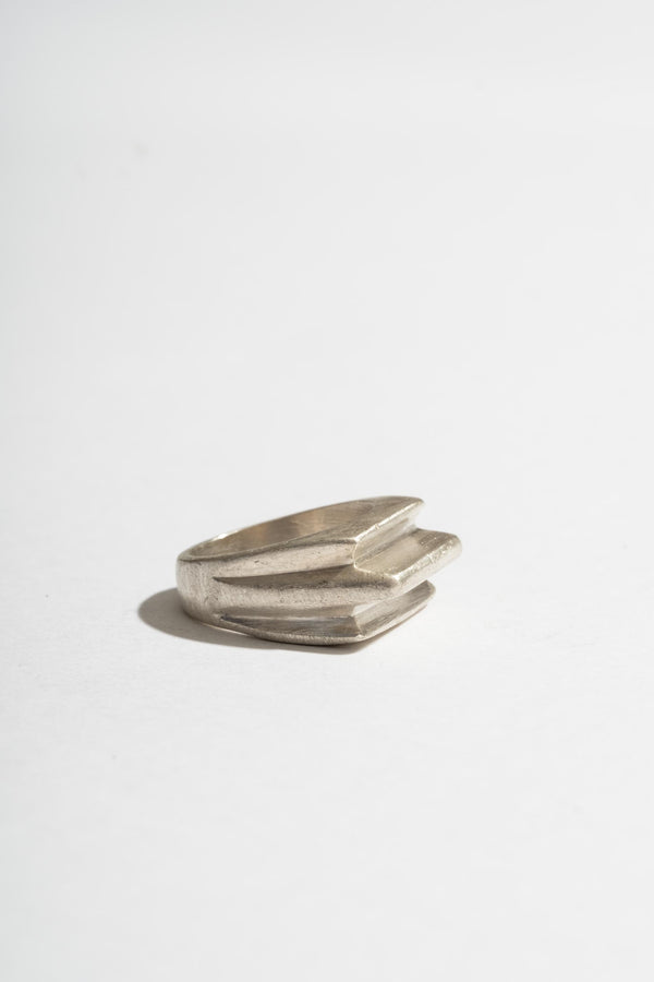 Sterling Brushed Triple Ridge Ring