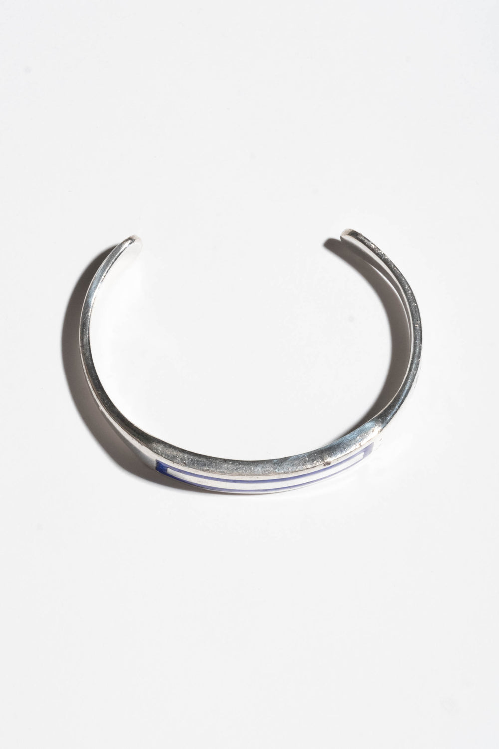 Sterling Cuff w/ Blue Enamel Rectangle