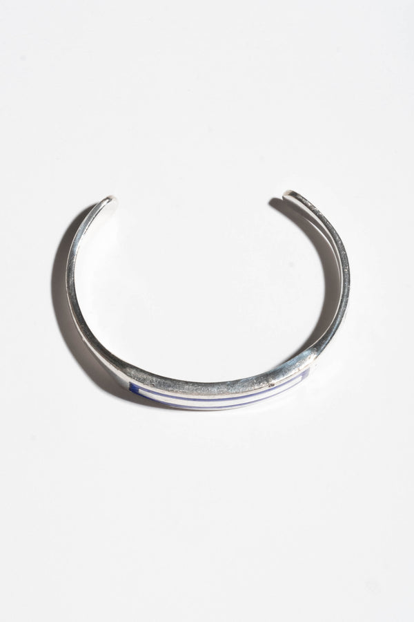 Sterling Cuff w/ Blue Enamel Rectangle