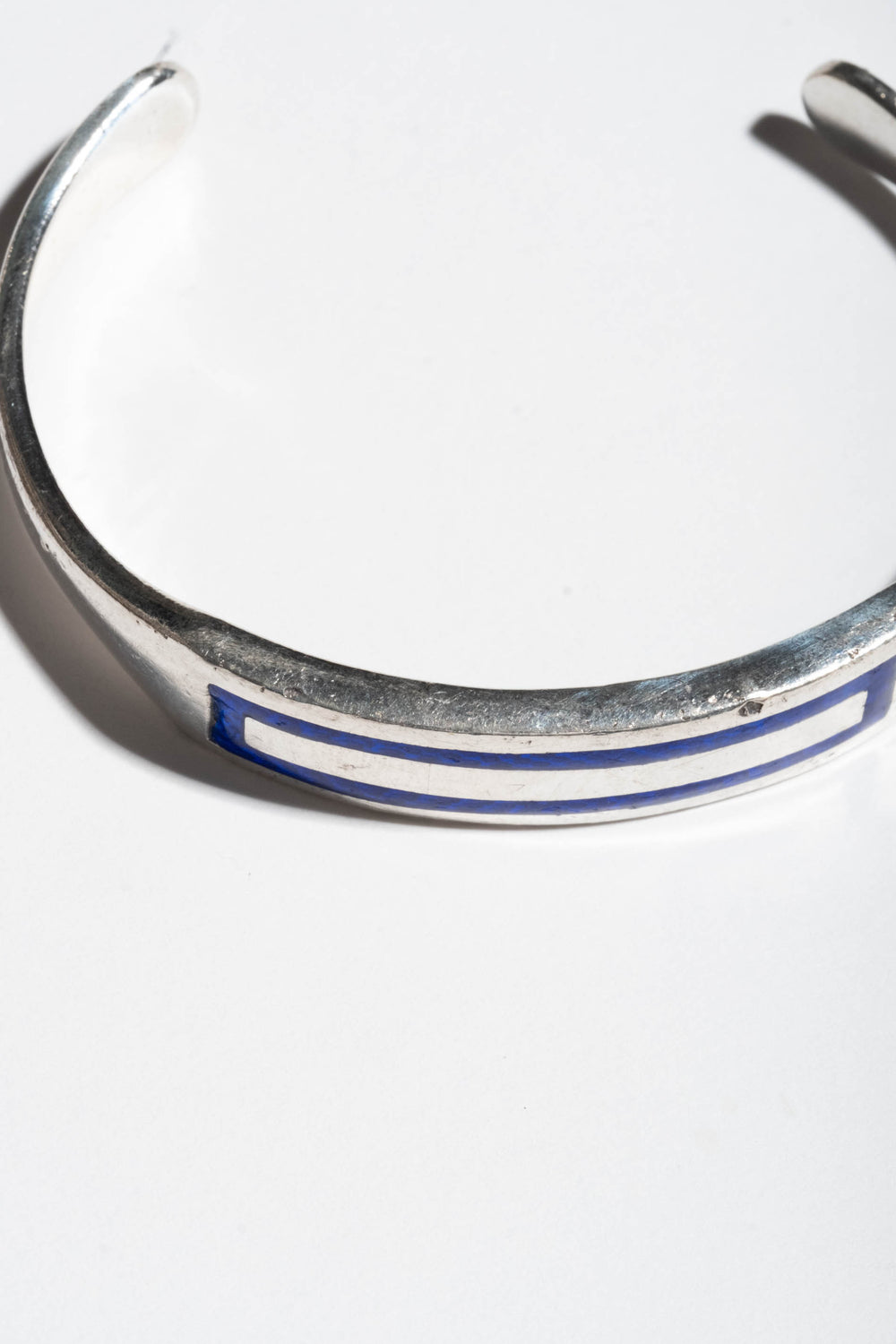 Sterling Cuff w/ Blue Enamel Rectangle