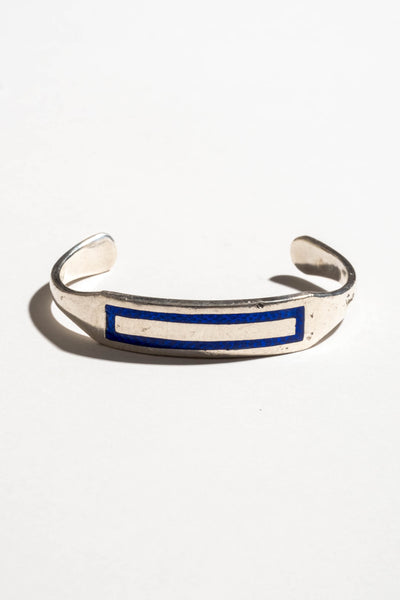 Sterling Cuff w/ Blue Enamel Rectangle