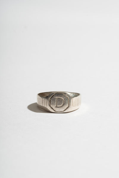 Sterling D Signet Ring
