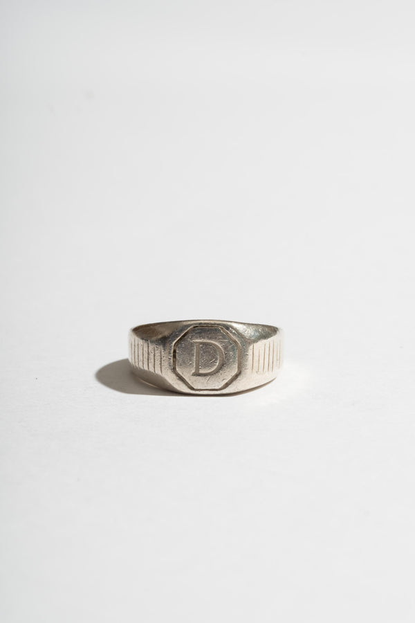 Sterling D Signet Ring