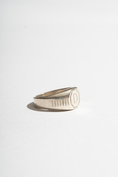 Sterling D Signet Ring