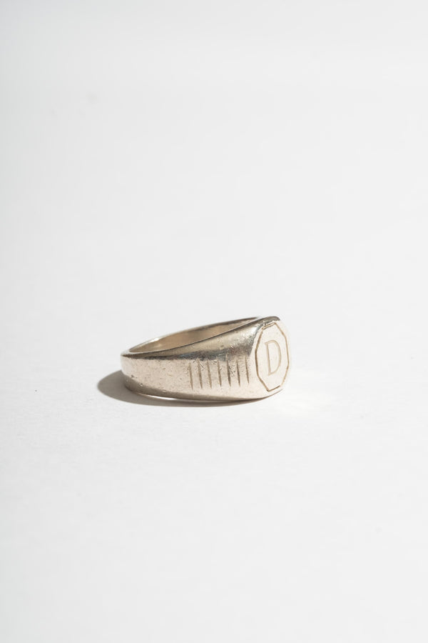 Sterling D Signet Ring