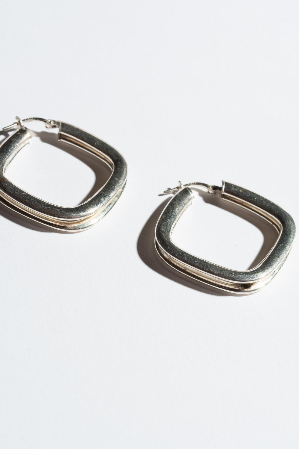 Sterling Double Square Hoops