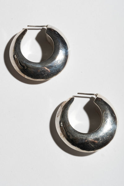 Sterling Puffy Crescent Hoops