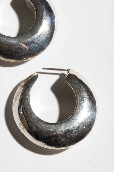 Sterling Puffy Crescent Hoops