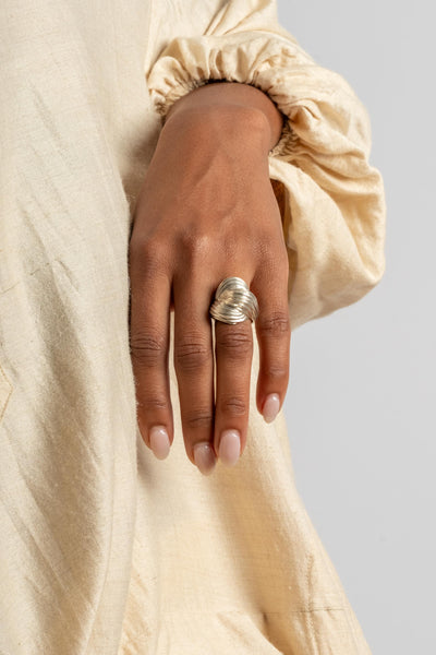 Sterling Ridged Knot Ring