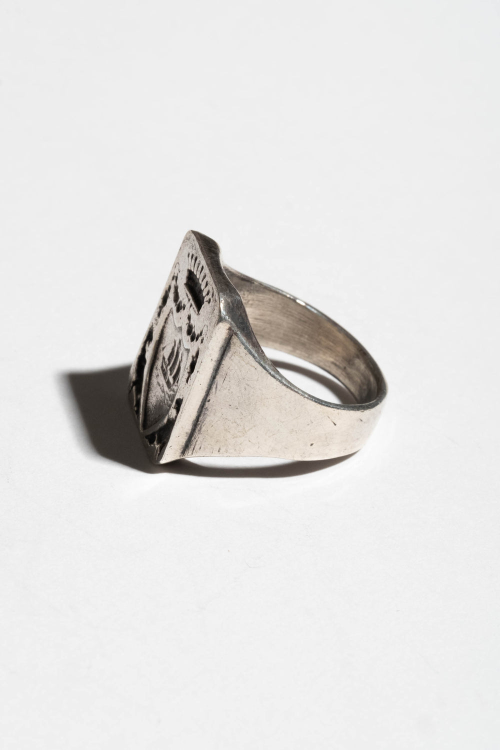 Sterling Signet Ring with Ship and Crown