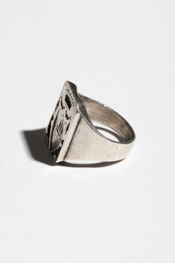 Sterling Signet Ring with Ship and Crown