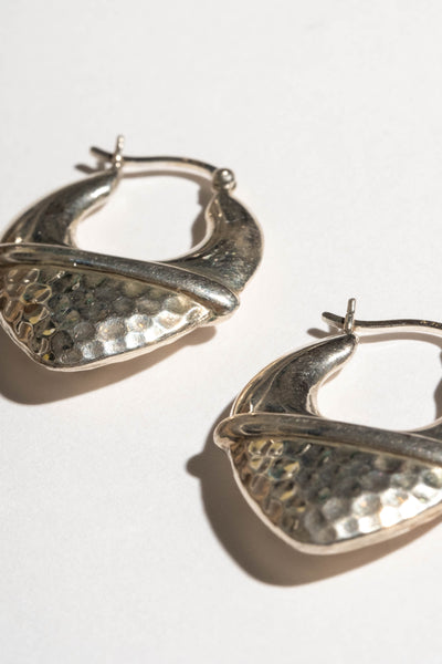 Sterling Stippled Tip Hoops