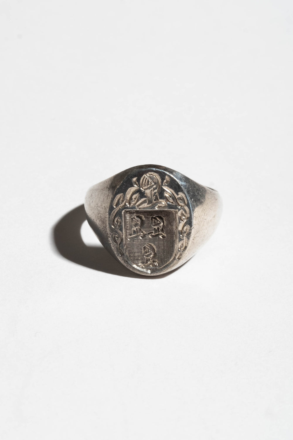 Sterling Triple Knight Crest Signet Ring