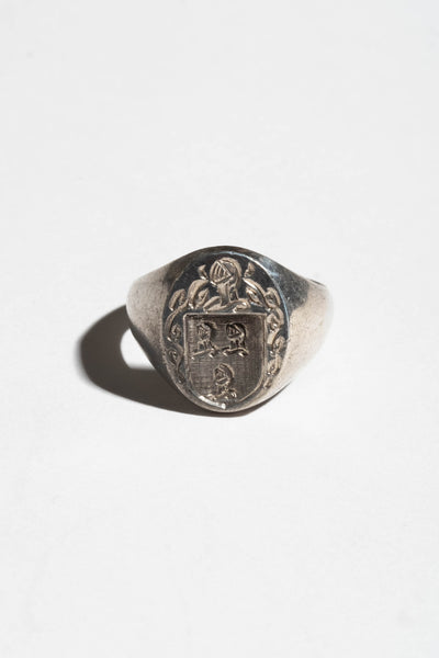 Sterling Triple Knight Crest Signet Ring