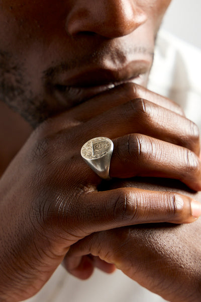 Sterling Triple Knight Crest Signet Ring