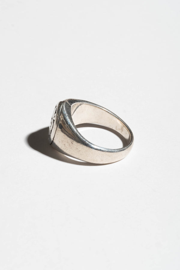 Sterling Worn Oval Signet Ring