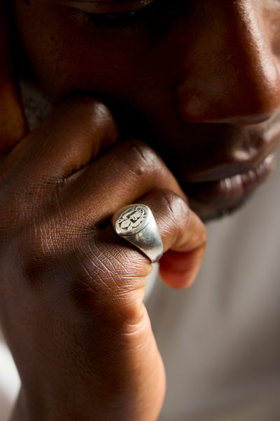 Sterling Worn Oval Signet Ring