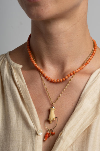 Victorian Coral Necklace with 14K Clasp