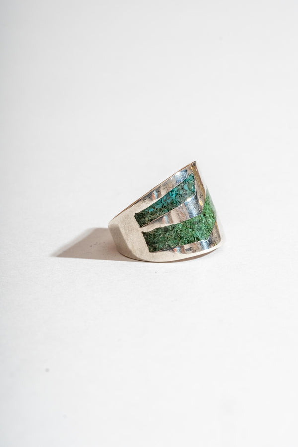 Sterling Abstract Turquoise Inlay Ring