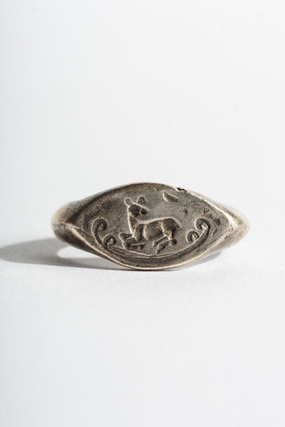 Sterling Afghan Deer Signet Ring