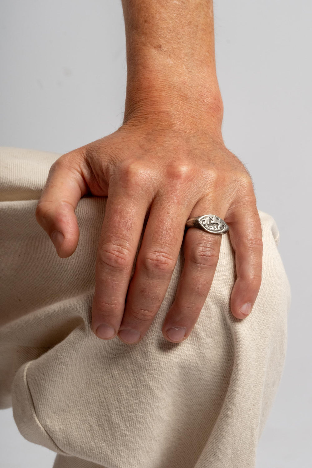 Sterling Afghan Deer Signet Ring