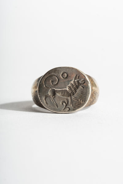 Sterling Afghan Dog Signet Ring