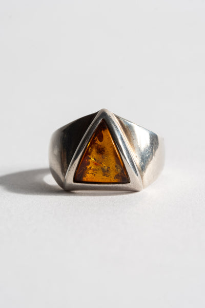 Sterling Amber Triangle Ring