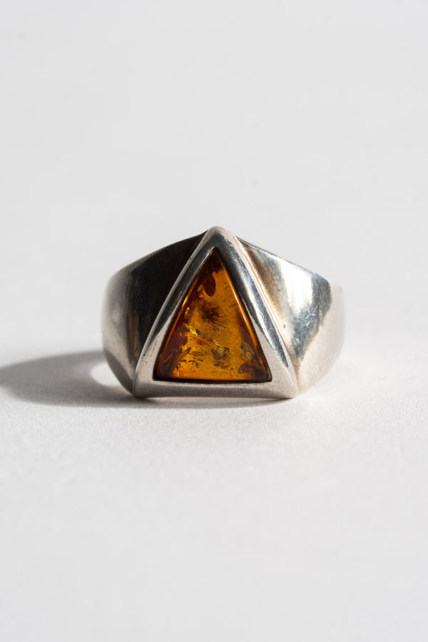 Sterling Amber Triangle Ring