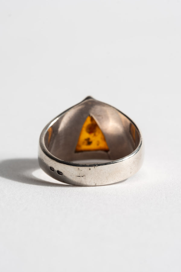 Sterling Amber Triangle Ring