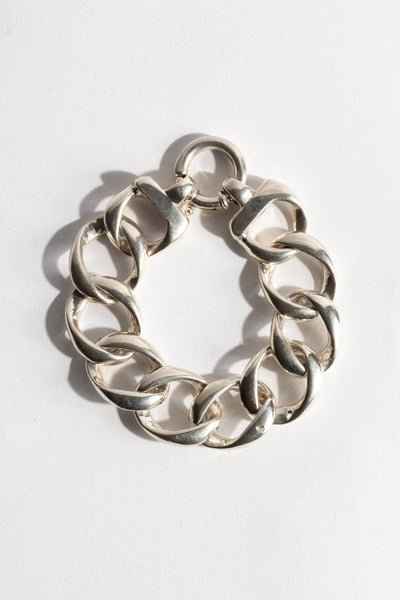 Sterling Big Hollow Curb Chain Bracelet