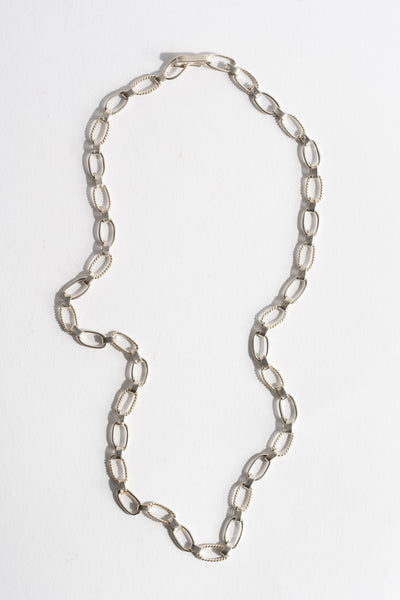 Sterling Delicate Textured Oval Link Chain