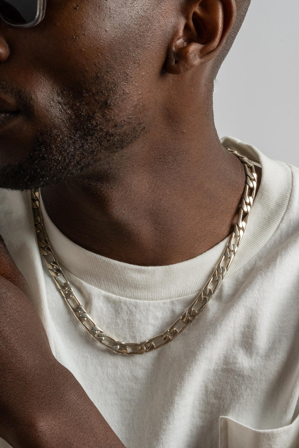 Sterling Heavy Figaro Chain Necklace