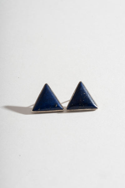 Sterling Lapis Triangle Studs