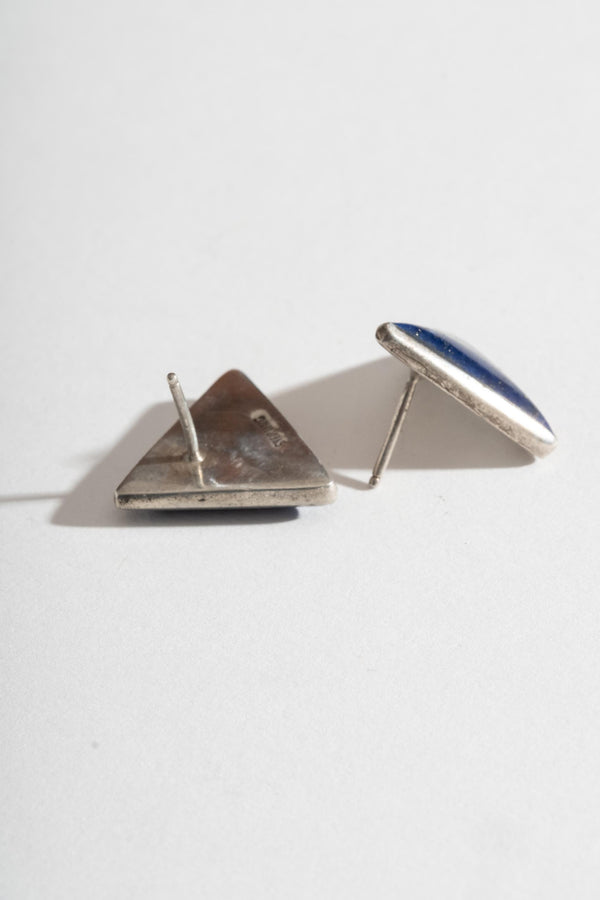 Sterling Lapis Triangle Studs