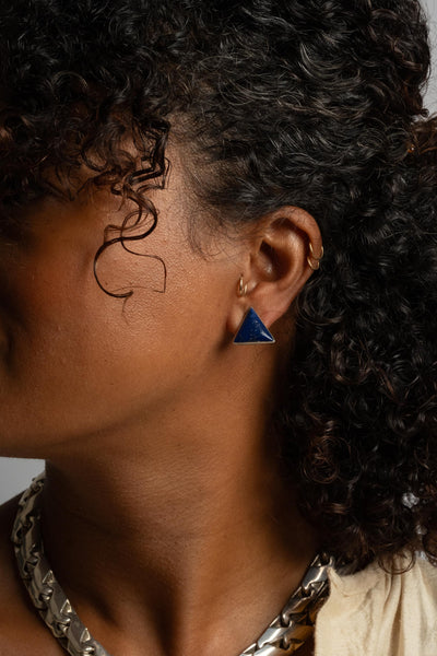 Sterling Lapis Triangle Studs