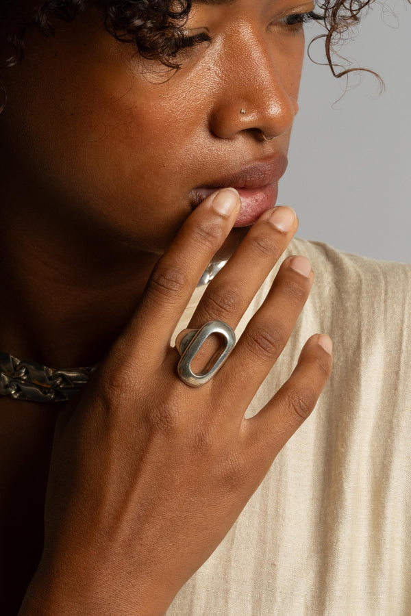 Sterling Modern Chunky Oval Ring