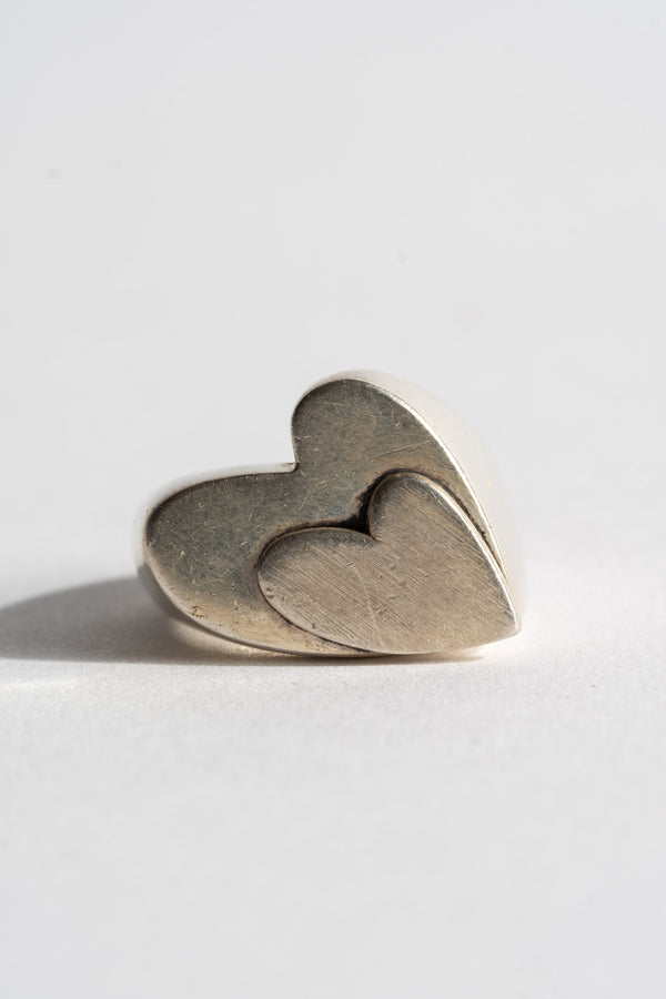 Sterling Modern Double Heart Ring