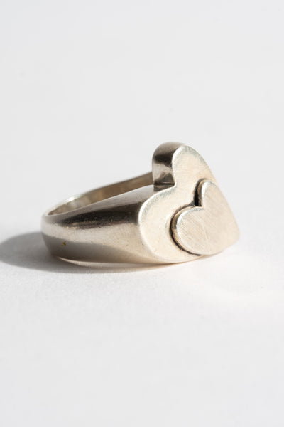 Sterling Modern Double Heart Ring