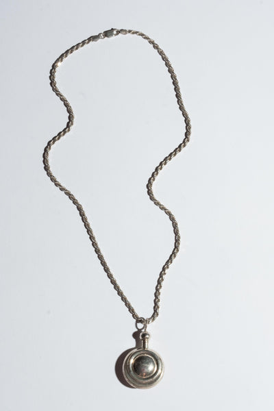 Sterling Modern Perfume Bottle Pendant with Rope Chain