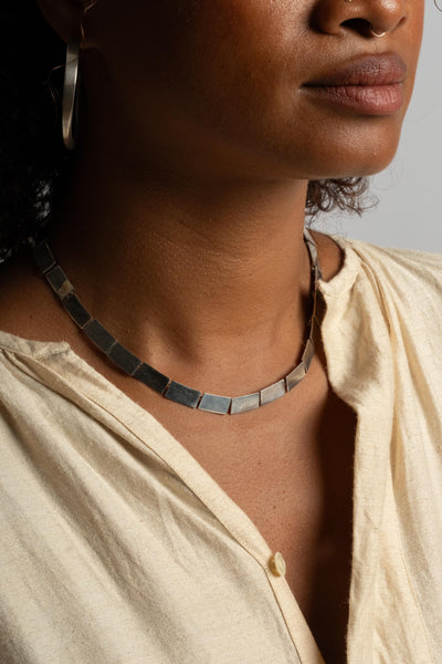 Sterling Modern Rectangle Chain Necklace