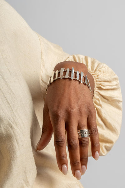 Sterling Modernist Abstract Bar Bracelet
