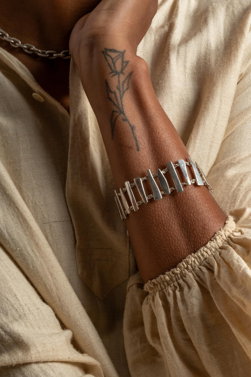 Sterling Modernist Abstract Bar Bracelet