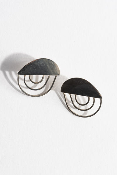 Sterling Modernist Triple Loop Studs