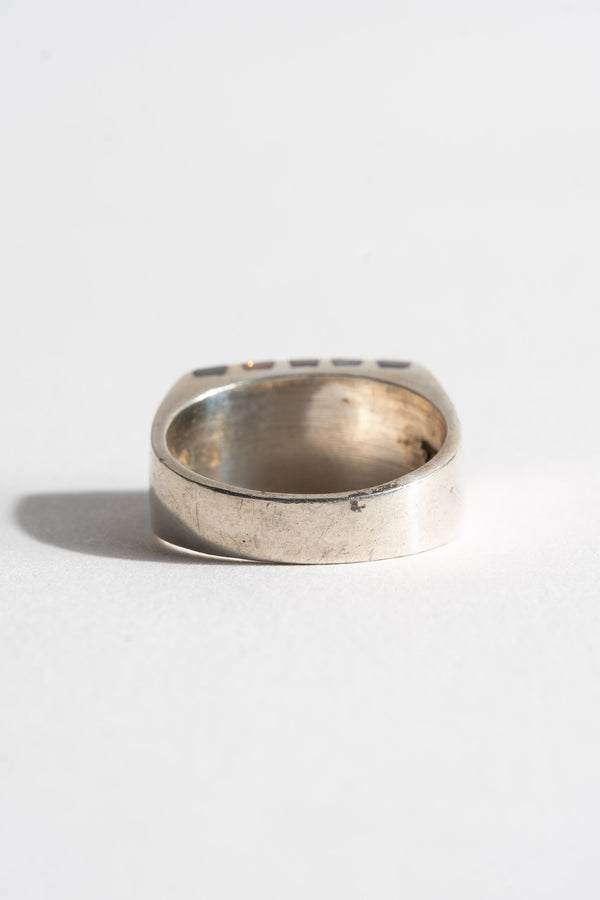 Sterling Multi Stone Inlay Stripe Ring