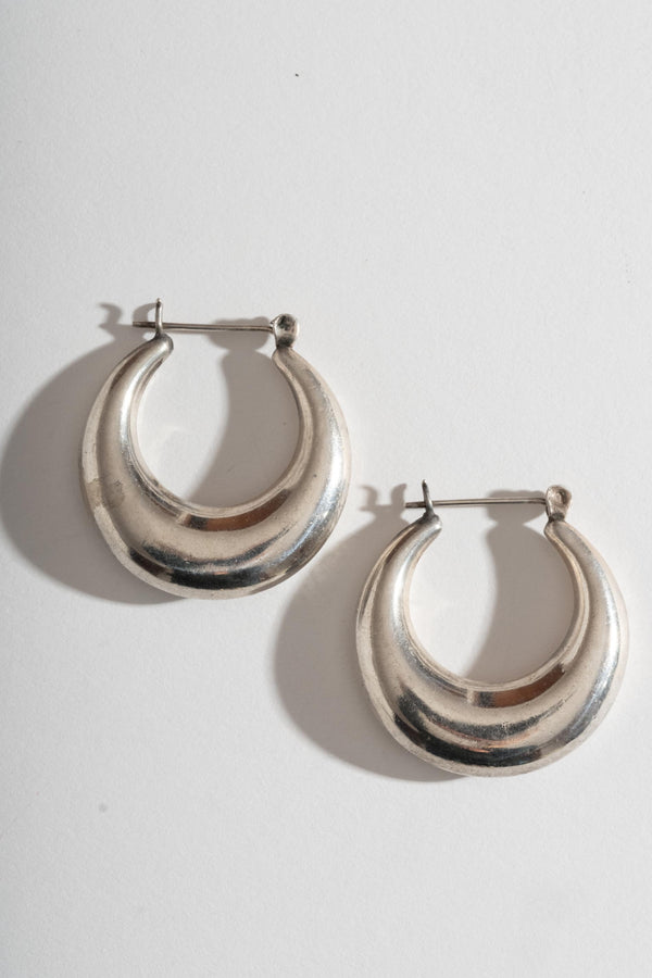 Sterling Puffy Crescent Hoops