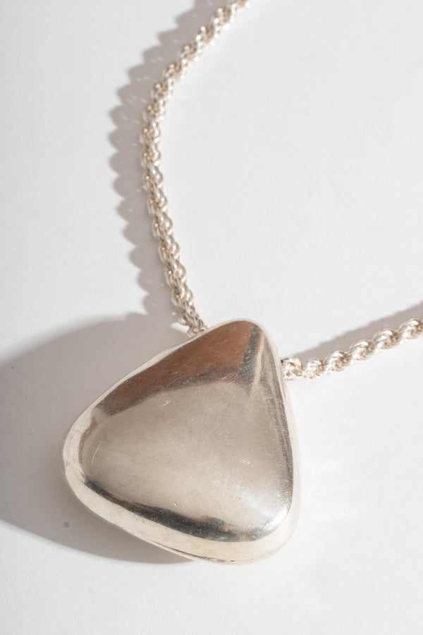 Sterling Puffy Triangle Necklace