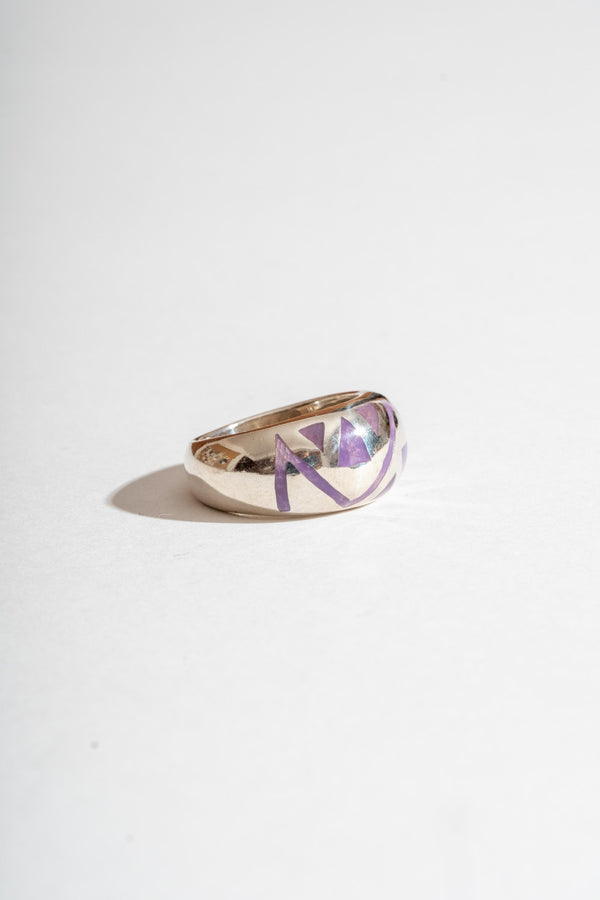 Sterling Purple Jade Inlay Ring